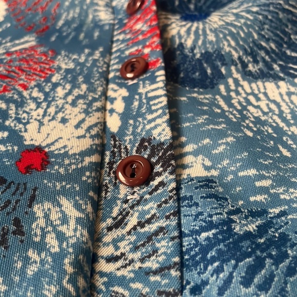 Gorgeous blue Vintage short sleeve button blouse by Gilda - Picture 3 of 7